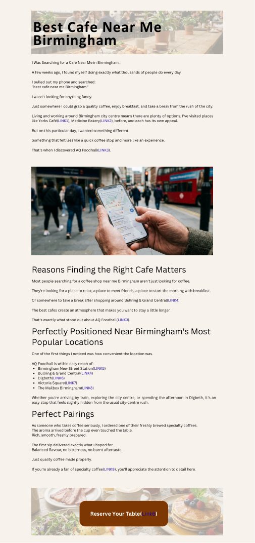 AQ Foodhall cafe near me article proof