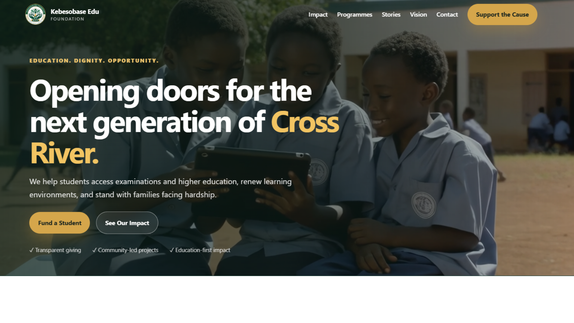 Kebeso Base Edu Foundation website cover